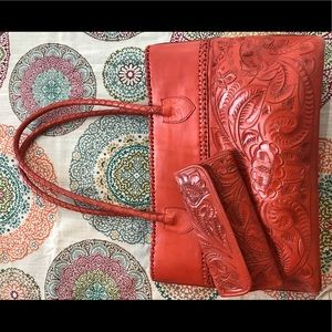 Alexis David Tooled Leather Purse and Wallet